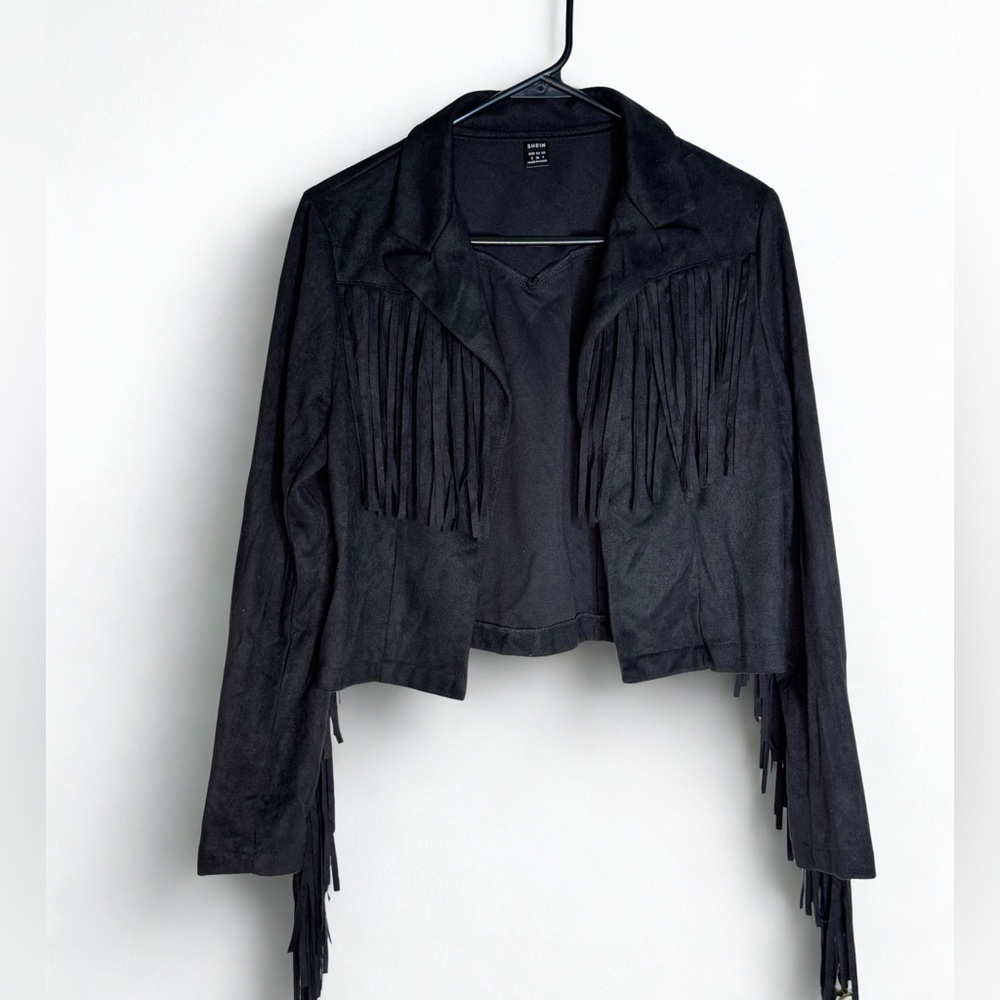 SHEIN Western Black Fringe Jacket